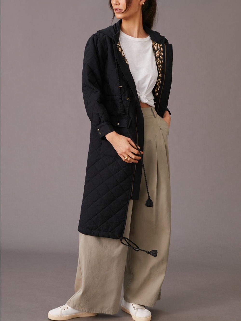 Cleobella Davina Black Organic Quilted Hooded Coat from Anthropologie - NWT!